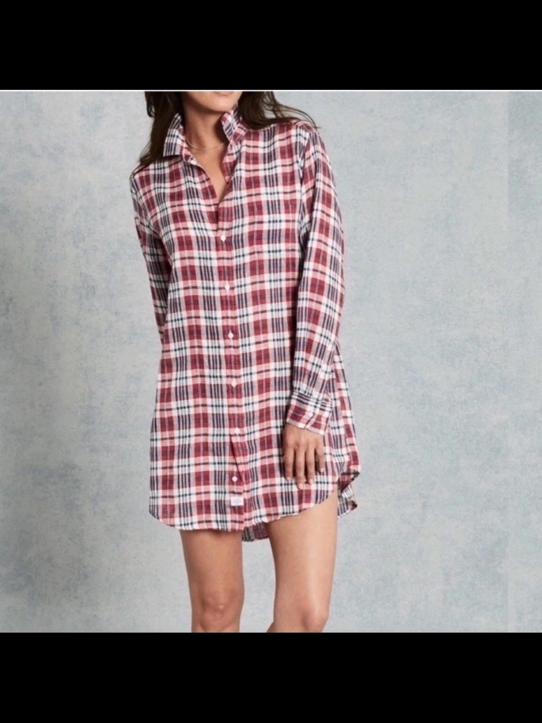 Frank & Eileen Mary Shirtdress In Red/White/Blue Plaid Lightweight Linen Sz S